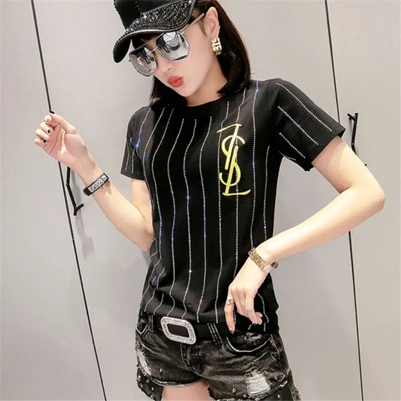 🎀NEW Fashion Rhinestone Ladies T-shirt - Picture 2 of 3